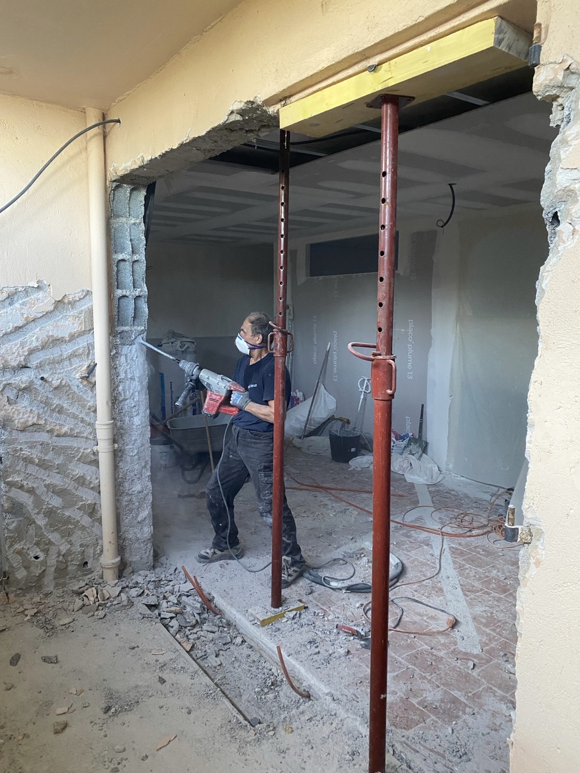 Masonry work in progress